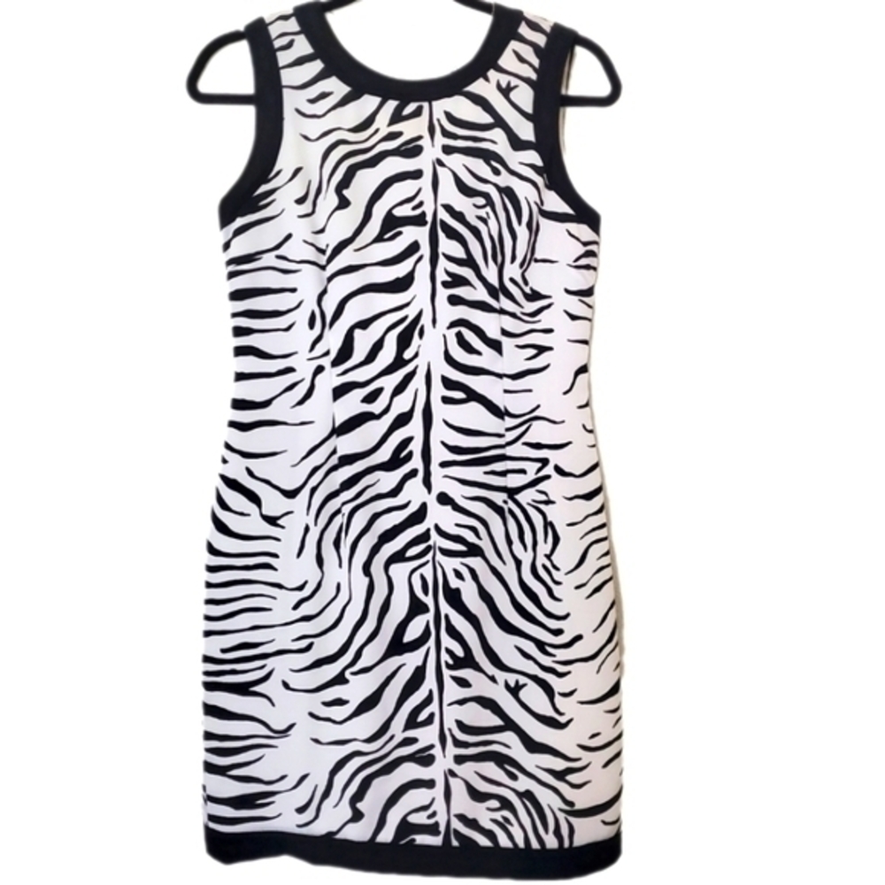 Taiga Paris Women's Vintage Sleeveless Zebra Print French Style Sheath Dress